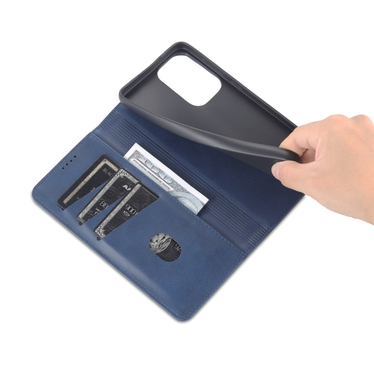 Pour coque de téléphone en cuir AZNS Magnetic Calf Texture Flip pour Samsung Galaxy A73 5G (bleu foncé)