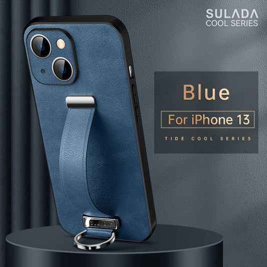 Pour iPhone 13 Étui de protection antichoc SULADA Cool Series en PC + cuir (Bleu)