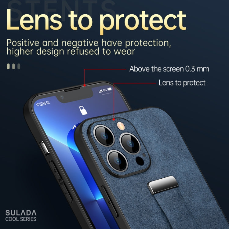 For iPhone 13 Pro Max SULADA Cool Series PC + Leather Texture Skin Feel Shockproof Phone Case(Blue)