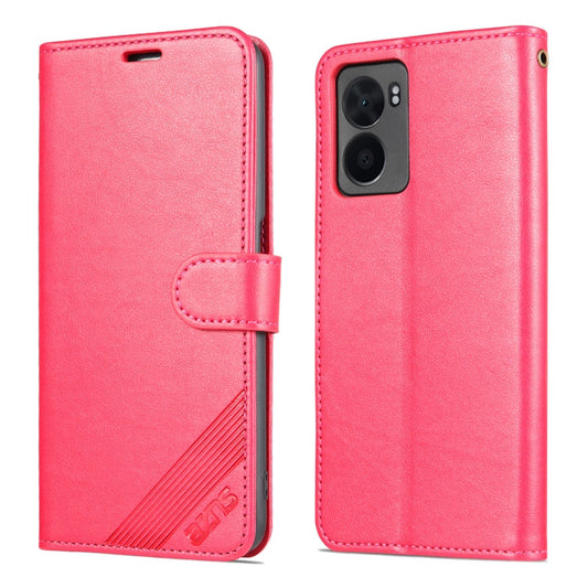For OPPO A57 5G/Realme Q5i/Realme V23 AZNS Sheepskin Texture Flip Leather Phone Case(Red)