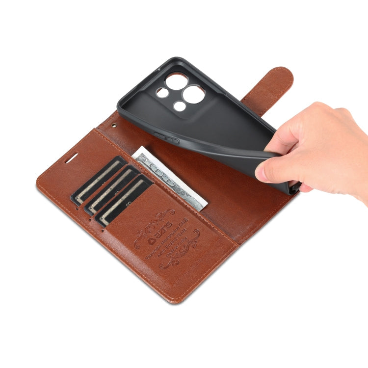 For OPPO Reno8/Reno8 Pro AZNS Sheepskin Texture Flip Leather Phone Case(Brown)