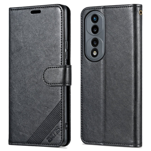For Honor 70 Pro AZNS Sheepskin Texture Flip Leather Phone Case(Black)