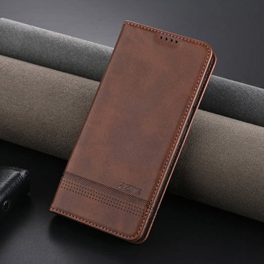 For vivo S18 AZNS Magnetic Calf Texture Leather Phone Case(Dark Brown)