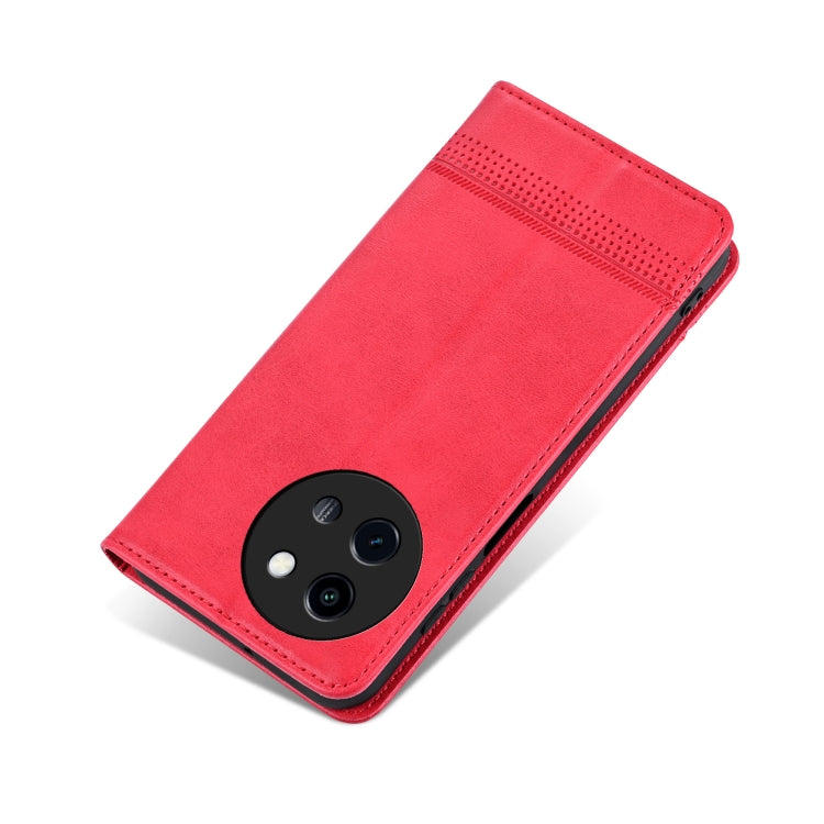 For vivo Y200i 5G/Y38/T3x AZNS Magnetic Calf Texture Leather Phone Case(Red)