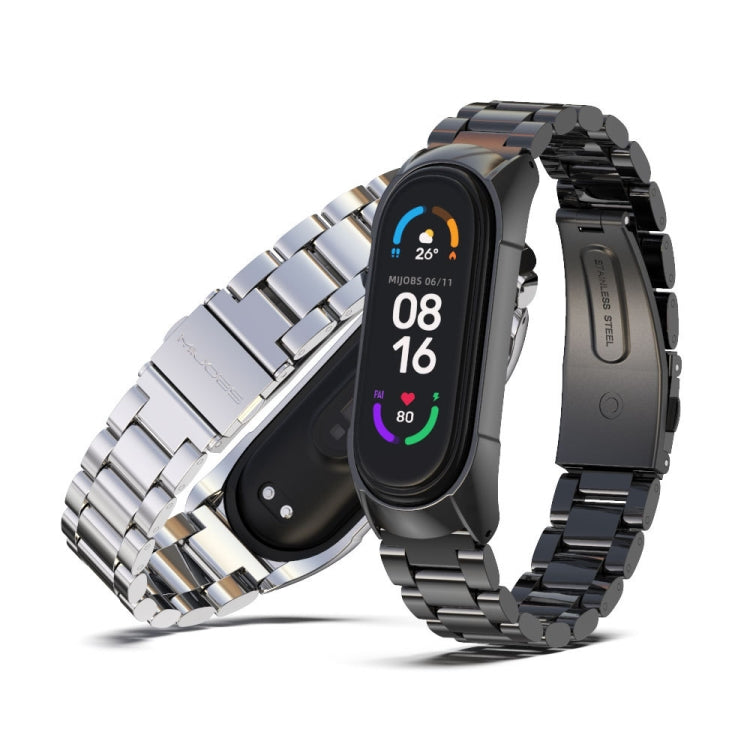 For Xiaomi Mi Band 6 / 6 NFC MIJOBS TF2 Tri-Bead Stainless Steel Watch Band(Silver)
