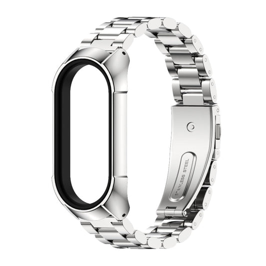 For Xiaomi Mi Band 7 / 7 NFC MIJOBS Stainless Steel Watch Band, Style:TF2 Tri-Bead(Silver)