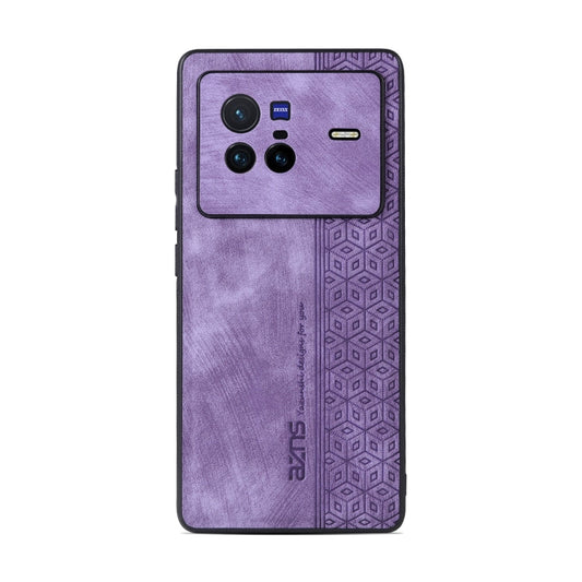 For vivo X80 AZNS 3D Embossed Skin Feel Phone Case(Purple)