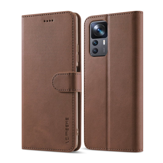 For Xiaomi 12T / 12T Pro LC.IMEEKE Calf Texture Leather Phone Case(Brown)