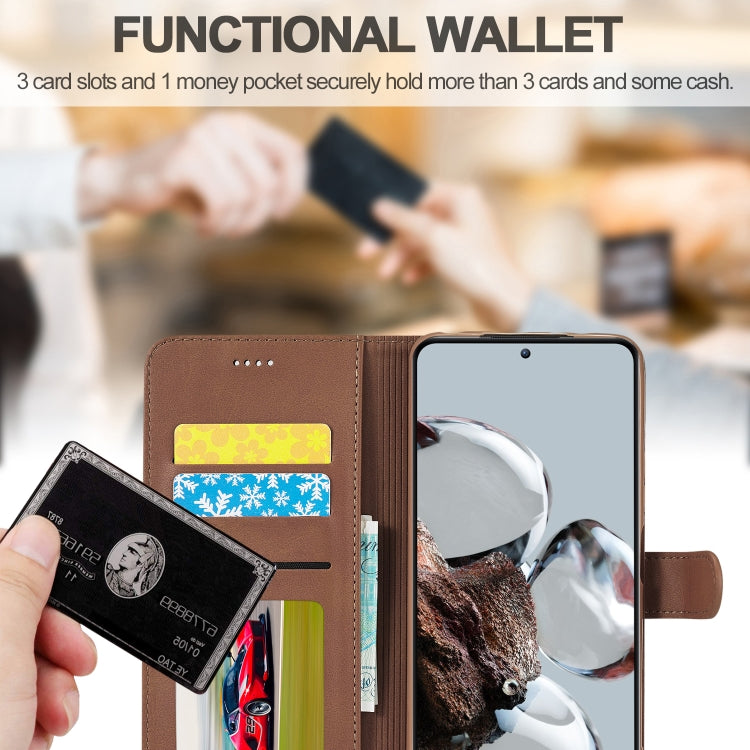 For Xiaomi 12T / 12T Pro LC.IMEEKE Calf Texture Leather Phone Case(Brown)