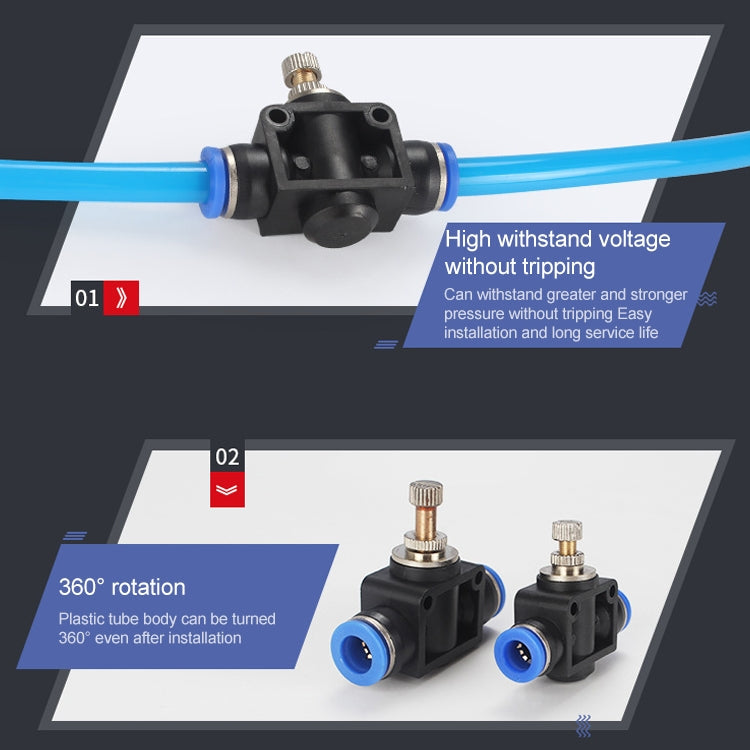 SA-6 LAIZE 2pcs Pipe Throttle Valve Quick Fitting Pneumatic Connector