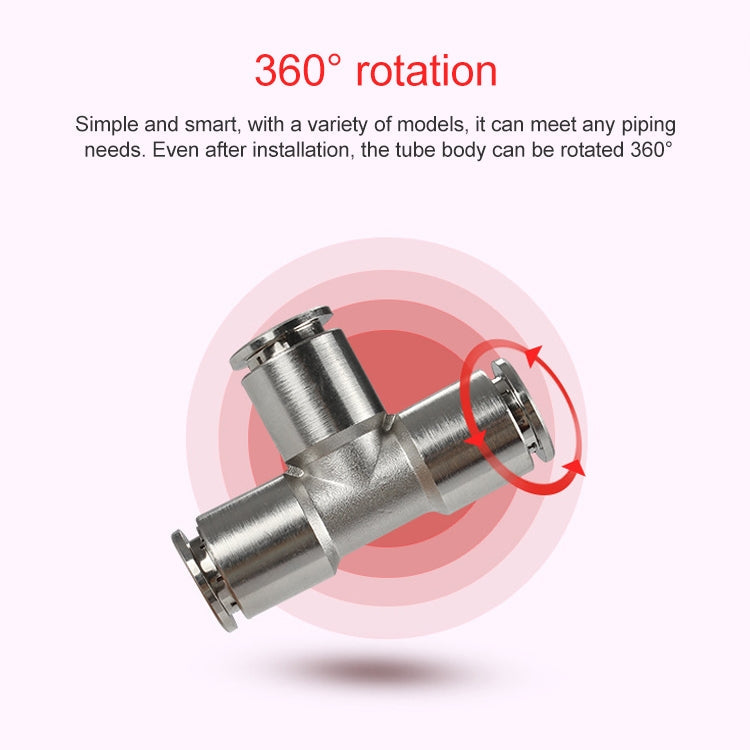 PE-10 LAIZE Nickel Plated Copper Tee Pneumatic Quick Fitting Connector
