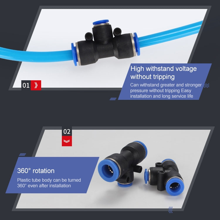 PEG12-8 LAIZE 10pcs Plastic Y-type Tee Reducing Pneumatic Quick Fitting Connector