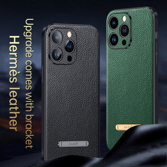 For iPhone 14 SULADA Famous Artisan Series Litchi Leather PC + TPU Phone Case(Black)