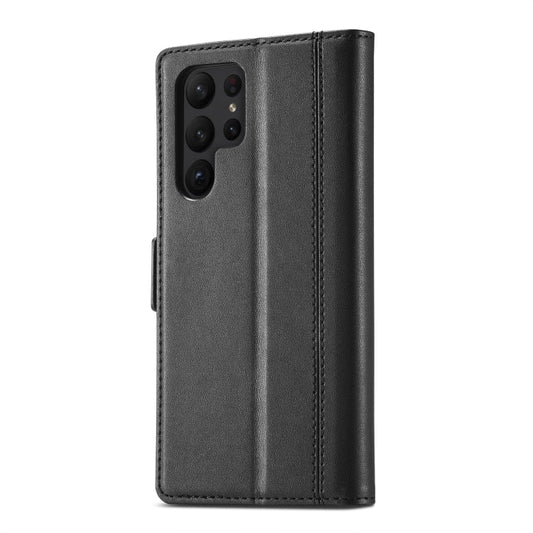 For Samsung Galaxy S23 Ultra 5G LC.IMEEKE PU + TPU Skin-friendly Feeling Leather Phone Case(Black)