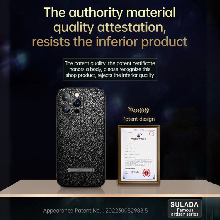 For iPhone 13 SULADA Invisible Bracket Leather Back Cover Phone Case(Blue)