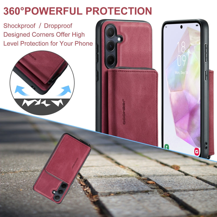 For Samsung Galaxy A35 5G JEEHOOD Magnetic Zipper Horizontal Flip Leather Phone Case(Red)