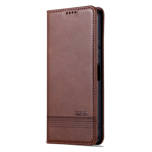 For Huawei nova Y61 AZNS Magnetic Calf Texture Flip Leather Phone Case(Dark Brown)