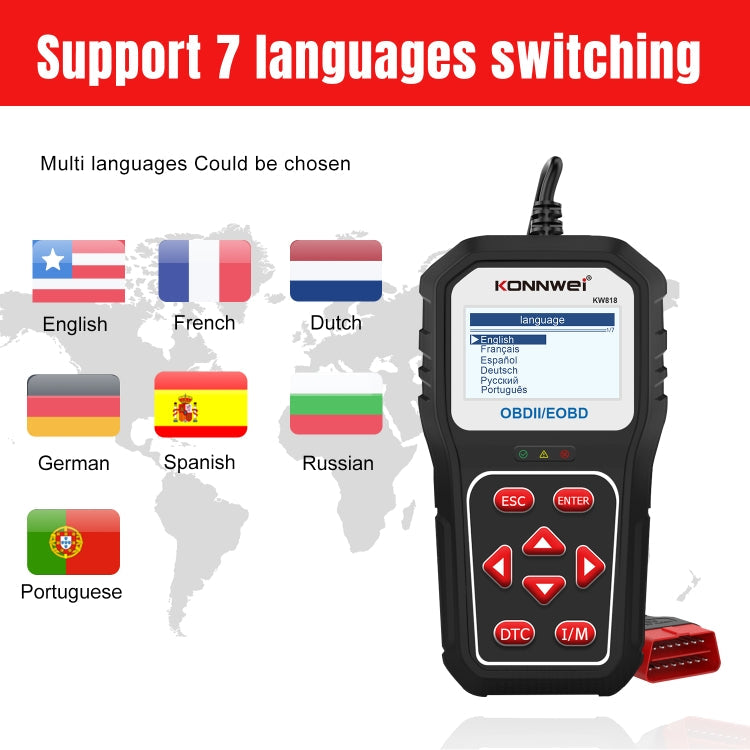 Outil de diagnostic Bluetooth KW818 pour voiture KONNWE OBD2 Détecteur de pannes