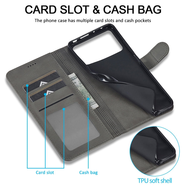 For Xiaomi Poco X6 Pro LC.IMEEKE Calf Texture Leather Phone Case(Grey)