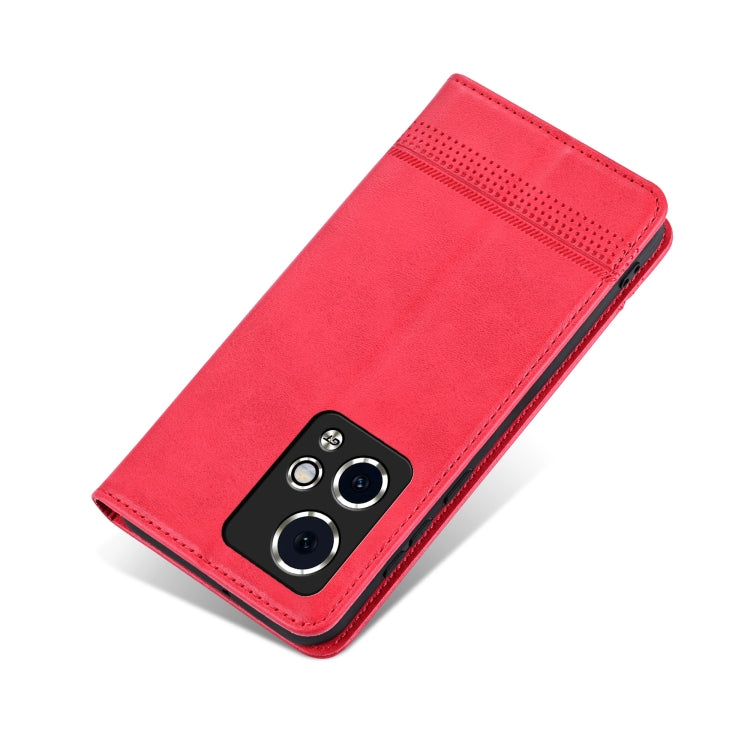 Pour Honor 90 GT AZNS Étui de Téléphone en Cuir à Rabat Magnétique Texture Veau (Rouge)