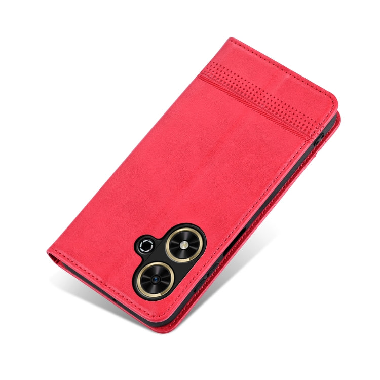 Pour Honor Play 50/Play 50m 5G AZNS Étui de téléphone en cuir à rabat texturé veau magnétique (Rouge)