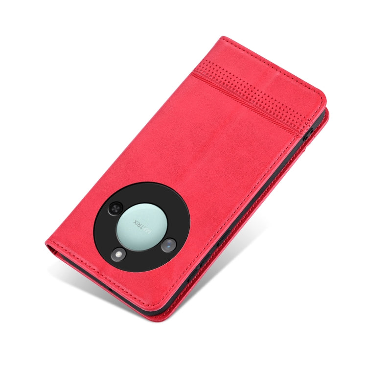 For Honor X60 AZNS Magnetic Calf Texture Flip Leather Phone Case(Red)
