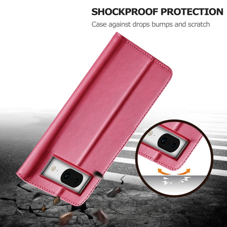 For Google Pixel 8a LC.IMEEKE Calf Texture Flip Leather Phone Case(Red)