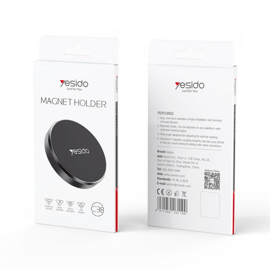 Yesido C38 Car Round Plate Magnetic Phone Holder(Black)