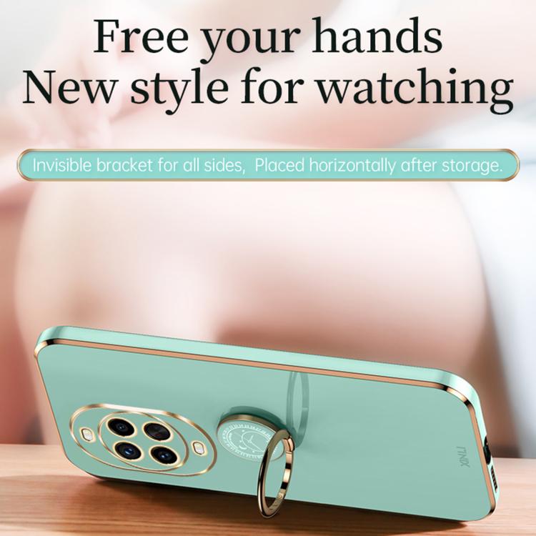 For Huawei Nova 14 Pro XINLI Straight Edge 6D Electroplate TPU Phone Case with Ring Holder(Hawthorn Red)