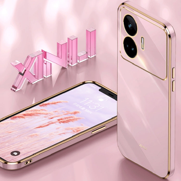 For Realme GT Neo5 SE XINLI Straight 6D Plating Gold Edge TPU Phone Case(Mint Green)
