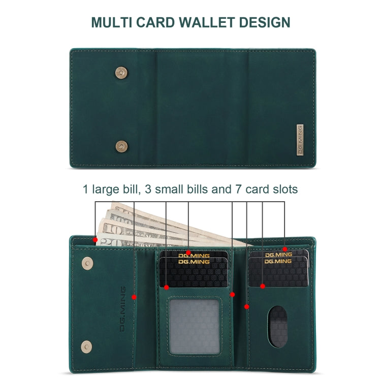 For Samsung Galaxy A15 5G / A15 4G DG.MING M1 Series 3-Fold Multi Card Wallet + Magnetic Phone Case(Green)