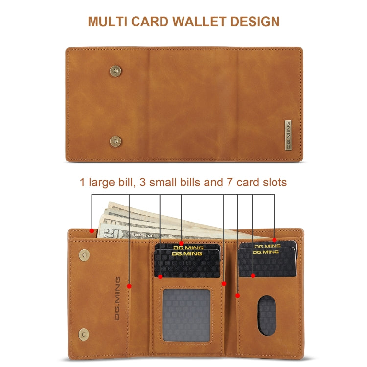 For Samsung Galaxy A15 5G / A15 4G DG.MING M1 Series 3-Fold Multi Card Wallet + Magnetic Phone Case(Brown)