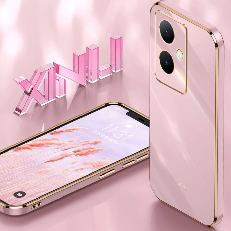 For vivo Y78+ XINLI Straight Edge 6D Electroplate TPU Phone Case(Pink)