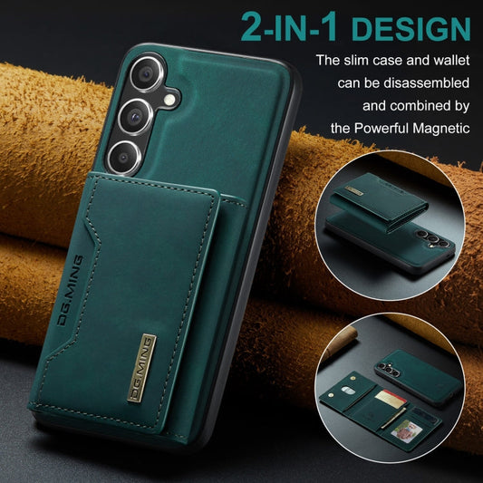 Pour Samsung Galaxy S24+ 5G DG.MING M2 Series Étui portefeuille multi-cartes 3 volets + Coque de téléphone magnétique (vert)