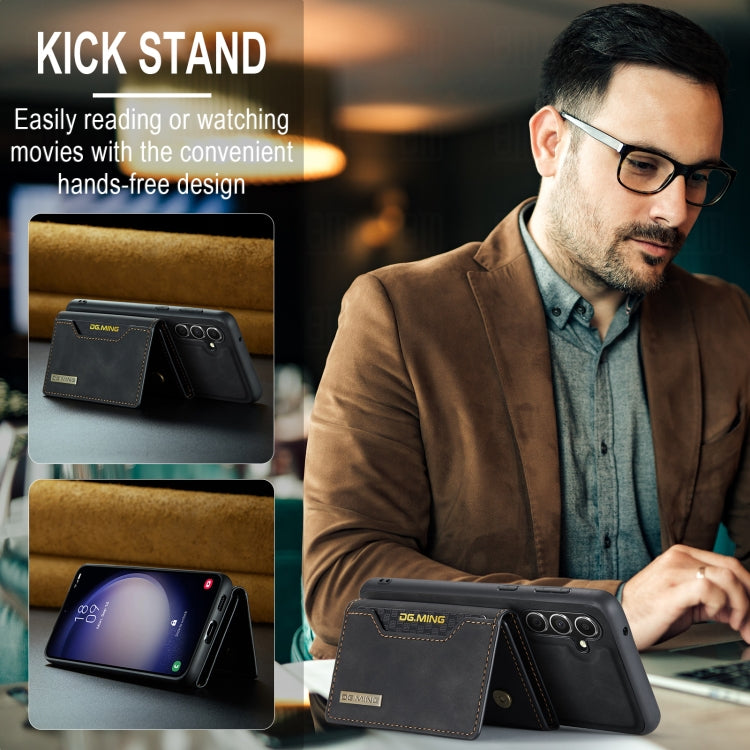 For Samsung Galaxy A55 5G DG.MING M2 Series 3-Fold Multi Card Bag + Magnetic Phone Case(Black)