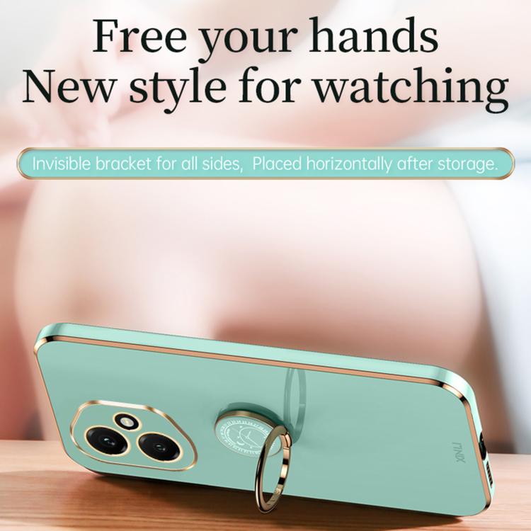 For Honor 400 Global 156.5mm XINLI Straight Edge 6D Electroplate TPU Phone Case with Ring Holder(Celestial Blue)