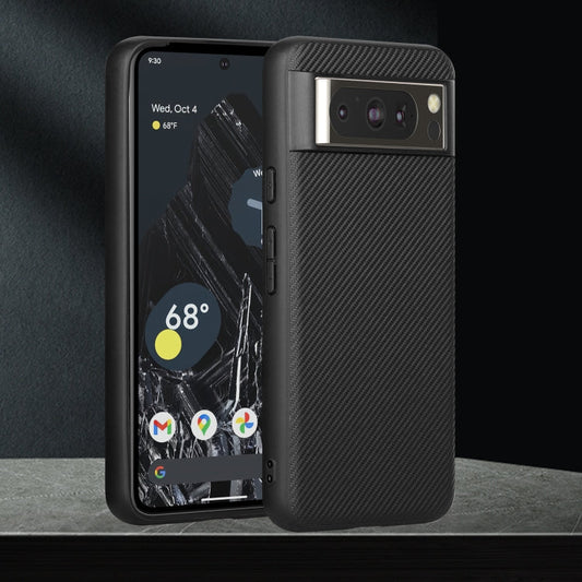 Pour l'étui de téléphone texturé en fibre de carbone Kevlar série ViLi TC pour Google Pixel 8 Pro (noir)