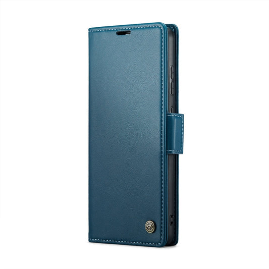 Pour Samsung Galaxy A52/A52s 5G Coque Téléphone en Cuir Anti-vol RFID Papillon Boucle Litchi Texture CaseMe 023 (Bleu)