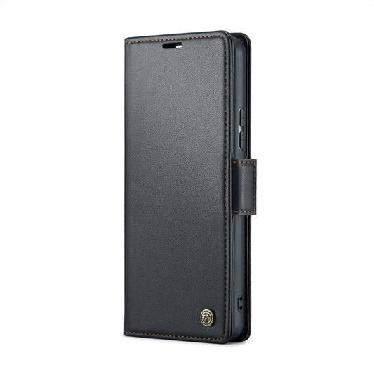 For Samsung Galaxy A53 CaseMe 023 Butterfly Buckle Litchi Texture RFID Anti-theft Leather Phone Case(Black)