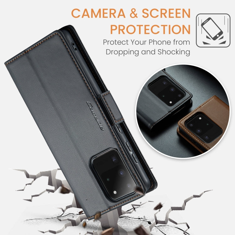 For Samsung Galaxy S20 Ultra CaseMe 023 Butterfly Buckle Litchi Texture RFID Anti-theft Leather Phone Case(Black)