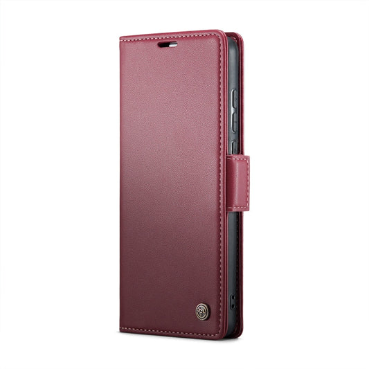 For Xiaomi Redmi 11A/12C CaseMe 023 Butterfly Buckle Litchi Texture RFID Anti-theft Leather Phone Case(Wine Red)