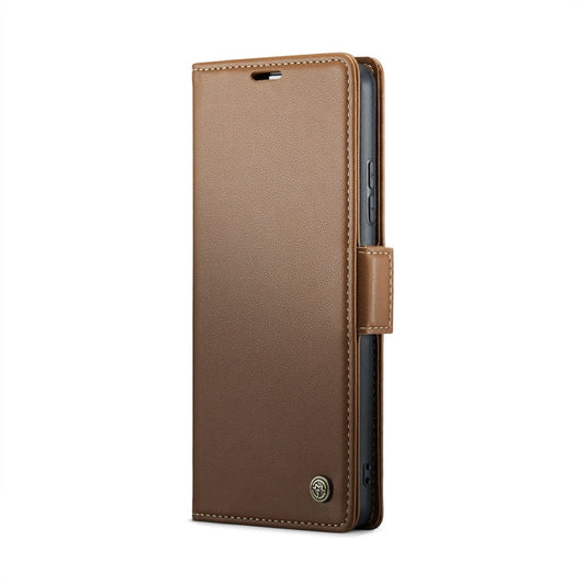 For Xiaomi 14 CaseMe 023 Butterfly Buckle Litchi Texture RFID Anti-theft Leather Phone Case(Brown)