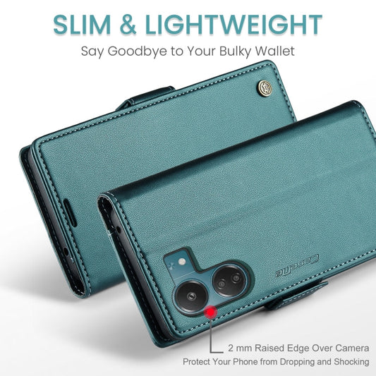 For Xiaomi Poco C65 4G CaseMe 023 Butterfly Buckle Litchi Texture RFID Anti-theft Leather Phone Case(Pearly Blue)