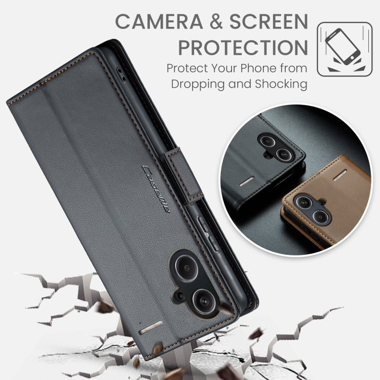 For Xiaomi Redmi Note 13 Pro+ 5G CaseMe 023 Butterfly Buckle Litchi Texture RFID Anti-theft Leather Phone Case(Black)