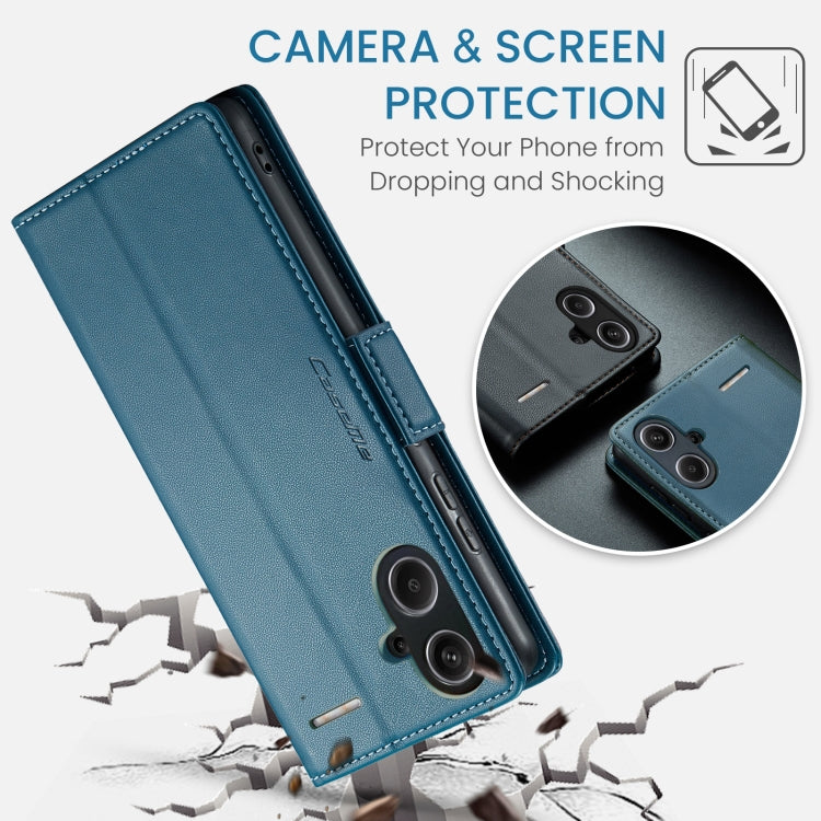 For Xiaomi Redmi Note 13 Pro+ 5G CaseMe 023 Butterfly Buckle Litchi Texture RFID Anti-theft Leather Phone Case(Blue)