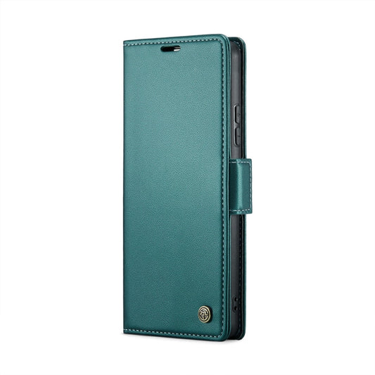 Pour Xiaomi Redmi Note 13 Pro 4G Étui en cuir antichoc RFID texture Litchi à boucle papillon CaseMe 023 (bleu nacré)