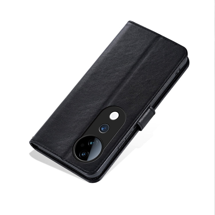 Pour l'étui de téléphone en cuir à rabat texturé en peau de mouton AZNS pour vivo S19 Pro (noir)