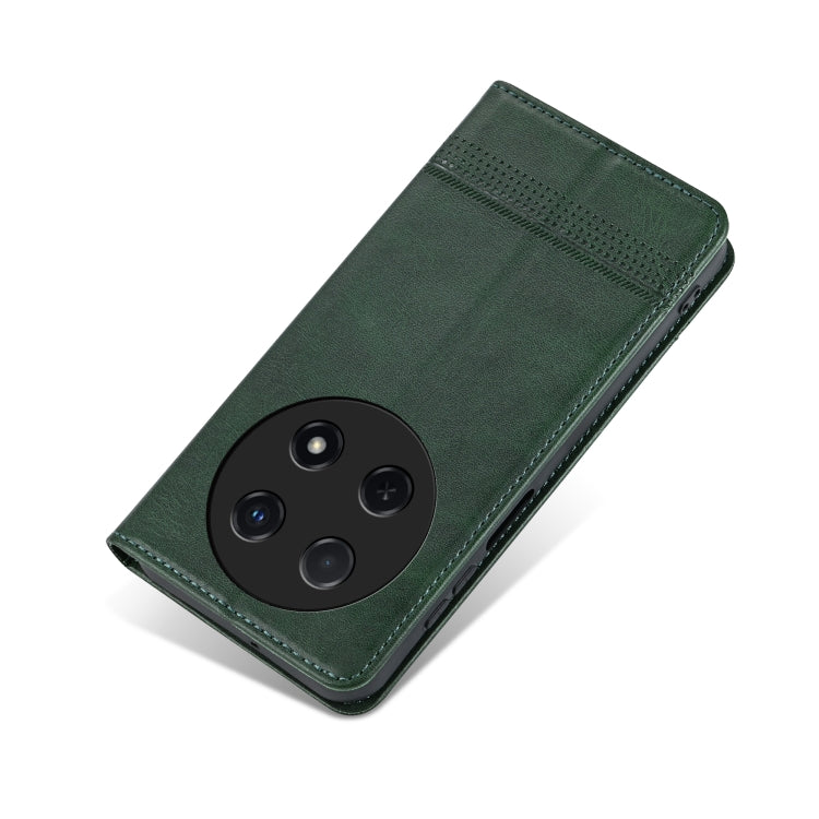 For Huawei Enjoy 70 Pro/nova 12i AZNS Magnetic Calf Texture Flip Leather Phone Case(Dark Green)