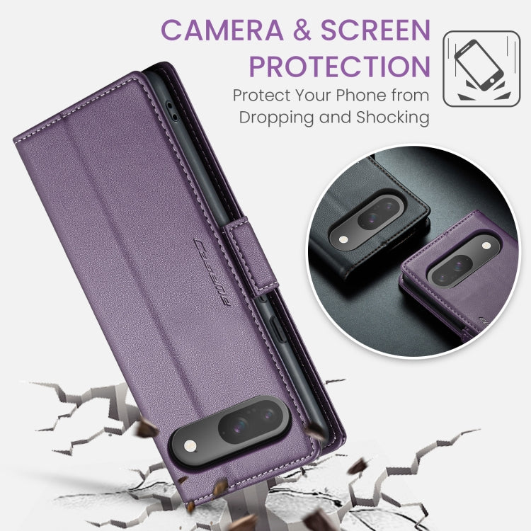 For Google Pixel 10 / 10 Pro / 9 CaseMe 023 Butterfly Buckle Litchi Texture RFID Anti-theft Leather Phone Case(Pearly Purple)