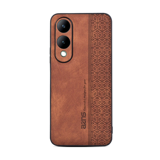 For vivo Y17S AZNS 3D Embossed Skin Feel Phone Case(Brown)